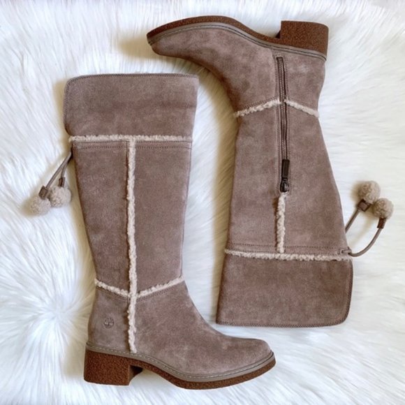 Timberland Women's Brinda Taupe Suede Tall Boots A22DH ALL SIZES - Picture 2 of 15